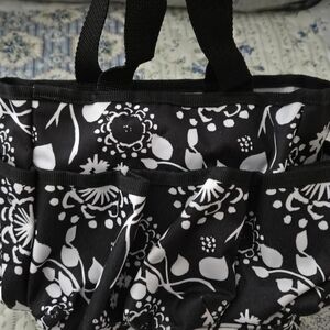 Thirty-One Black and White Floral Storage Tote